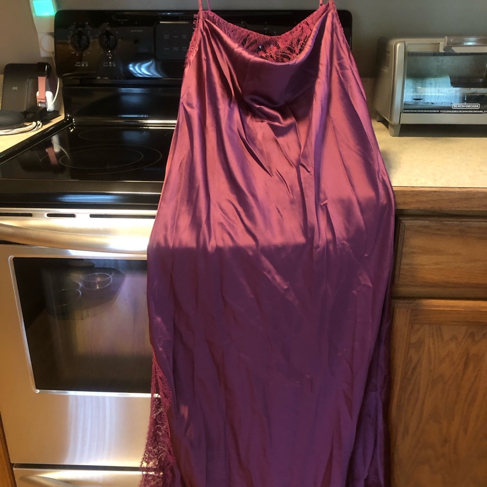 Victoria's Secret Satin Lace-Trim Chemise - Plum
